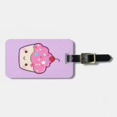 かわいいピンクのカップケーキ ラゲッジタグ (正面横)