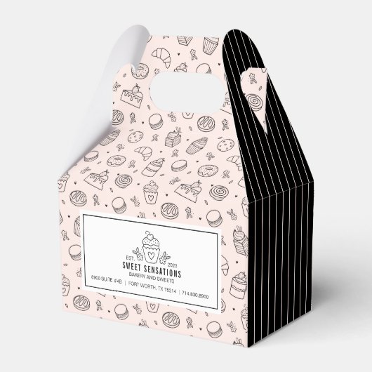 かわいいピンクのカップケーキ 小企業 ギフトボックス フェイバーボックス (裏面サイド)