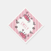 かわいいピンクのカニの海の動物の女の子の名前の誕生日 スタンダードカクテルナプキン (角)