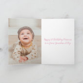 かわいいピンクのカバの孫娘の初誕生日フォト カード (内部)