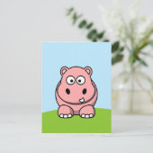 かわいいピンクのカバ ポストカード (スタンド正面)