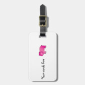 かわいいピンクのカバ ラゲッジタグ (正面縦)
