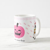 かわいいピンクのカボチャのセラミックマグカップ – カスタマイズ可能 コーヒーマグカップ (正面右)