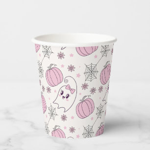 かわいいピンクのカボチャのハロウィンパターン 紙コップ