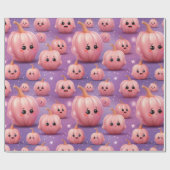 かわいいピンクのカボチャのパターンの子供たちハロウィーン ラッピングペーパー (フラット)