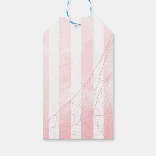 かわいいピンクのカボチャの水の色のトリックまたは好意を扱う ギフトタグ (裏面)