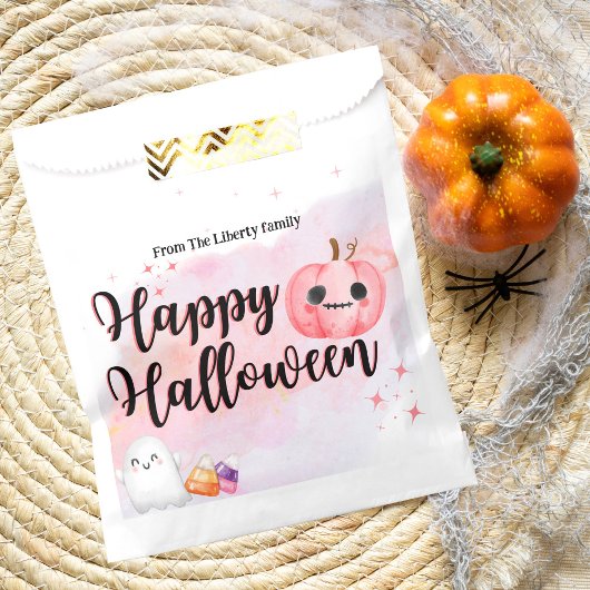 かわいいピンクのカボチャの水の色の子供がトリックまたは治療 フェイバーバッグ