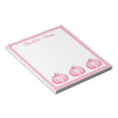 かわいいピンクのカボチャパーソナライズされた ノートパッド (アングル)