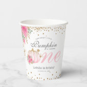 かわいいピンクのカボチャフローラ1st誕生日 紙コップ (裏面)