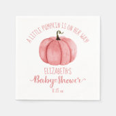 かわいいピンクのカボチャ女の子の赤ちゃんシャワー スタンダードカクテルナプキン (正面)