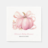 かわいいピンクのカボチャ弓ガールベビーシャワーナプキン スタンダードカクテルナプキン (正面)