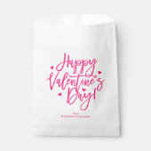 かわいいピンクのカリグラフィー スクリプト ハッピー バレンタイン デー フェイバーバッグ (正面)