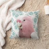 かわいいピンクのガラのオウムの青い花 クッション (ブランケット)