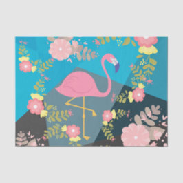 かわいいピンクのガーリーフラミンゴの花柄デザイン 薄葉紙