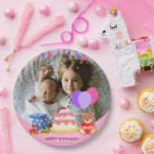 かわいいピンクのキッズトイズ誕生祝い写真 ペーパープレート (パーティー)