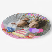 かわいいピンクのキッズトイズ誕生祝い写真 ペーパープレート (アングル)