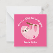 かわいいピンクのキッズバレンタインデートカード ノートカード (正面)