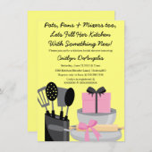 かわいいピンクのキッチンガジェットブライダルシャワー招待 招待状 (正面/裏面)