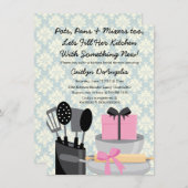 かわいいピンクのキッチン用品ブライダルシャワーの招待 招待状 (正面/裏面)