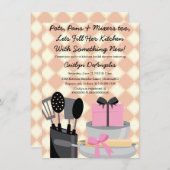 かわいいピンクのキッチン雑貨 ブライダルシャワーの招待状 招待状 (正面/裏面)