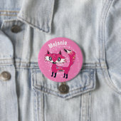 かわいいピンクのキツネのカスタムグッズ 缶バッジ (インサイチュ)