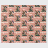 かわいいピンクのキノコとカタツムリのクリスマス名前をカスタムする ラッピングペーパー (フラット)