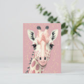かわいいピンクのキリン ポストカード (スタンド正面)