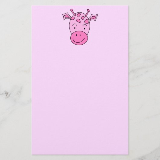 かわいいピンクのキリン 便箋 (正面)