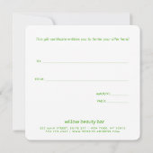 かわいいピンクのギフト券 (裏面)