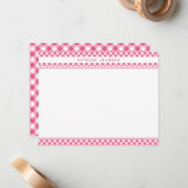 かわいいピンクのギンガムチェック柄 オーダーメイド ノートカード (正面/裏面インサイチュ)