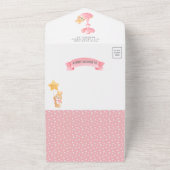 かわいいピンクのクイーンバニーガールベイビーシャワー オールインワン招待状 (外側)