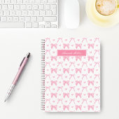 かわいいピンクのクコッテ ボウ ハート 名前入り ノートブック