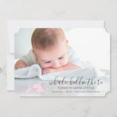 かわいいピンクのクジラのこんにちはそこにベビーの発表 案内状 (正面)
