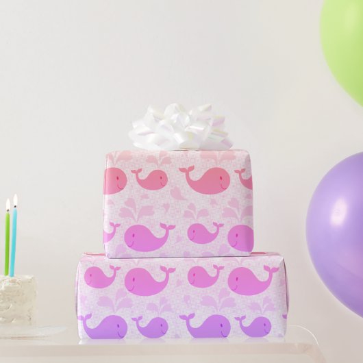 かわいいピンクのクジラのパターン ラッピングペーパー (パーティーギフト)