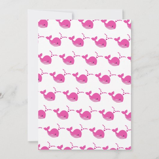 かわいいピンクのクジラタイポグラフィベビーガールシャワー 招待状 (裏面)