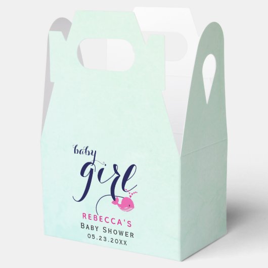 かわいいピンクのクジラ海をテーマにしたベビーガールシャワー フェイバーボックス (オープン)