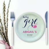 かわいいピンクのクジラ海をテーマにしたベビーガールシャワー ペーパープレート