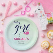 かわいいピンクのクジラ海をテーマにしたベビーガールシャワー ペーパープレート (パーティー)