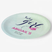 かわいいピンクのクジラ海をテーマにしたベビーガールシャワー ペーパープレート (アングル)