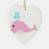 かわいいピンクのクジラ セラミックオーナメント (右)
