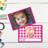 かわいいピンクのクッキー写真教室バレンタインデー ノートカード