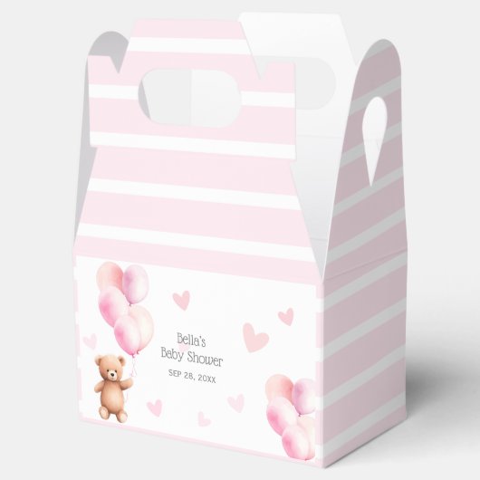 かわいいピンクのクマのバルーン赤ちゃんシャワー フェイバーボックス (オープン)
