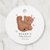 かわいいピンクのクマの赤ちゃんシャワー フェイバータグ (正面)