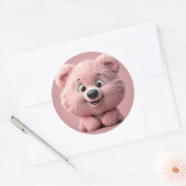 かわいいピンクのクマクラシックの丸いシール ラウンドシール (封筒)