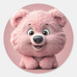 かわいいピンクのクマクラシックの丸いシール ラウンドシール