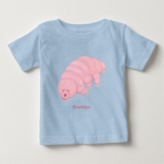 かわいいピンクのクマムシのキャラクター ベビーTシャツ (正面)