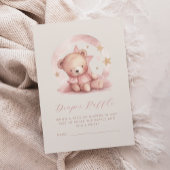 かわいいピンクのクマ赤ちゃんシャワーおむつラッフル エンクロージャーカード