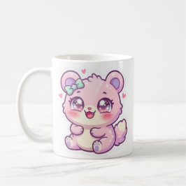 かわいいピンクのクマ パステルちび子猫ハートS コーヒーマグカップ