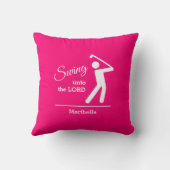 かわいいピンクのクリスチャンゴルフ クッション (裏面)