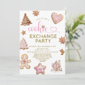 かわいいピンクのクリスマスお菓子交換パーティー 招待状 (スタンド正面)